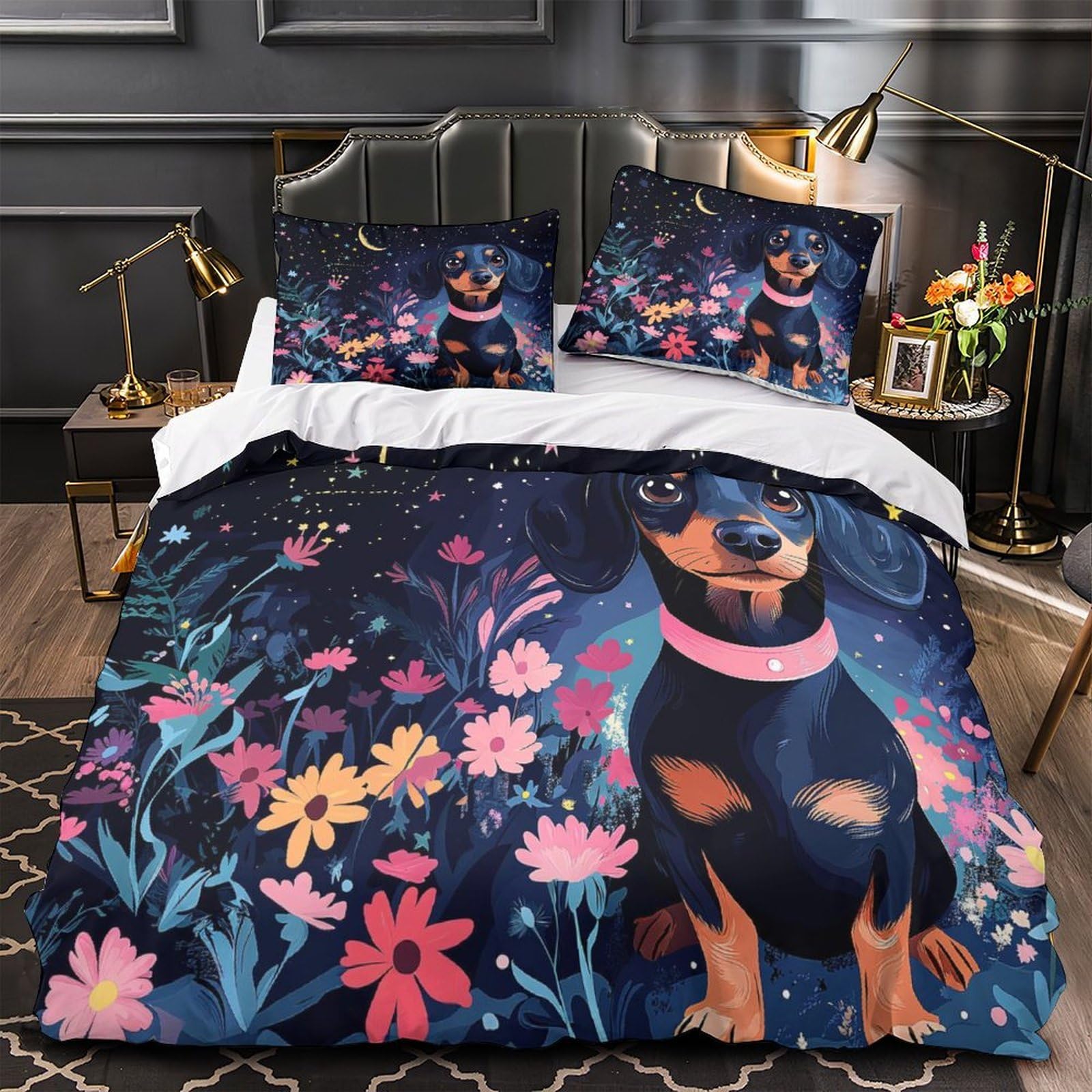 Housse de couette teckel 140x200 parure lit microfibre