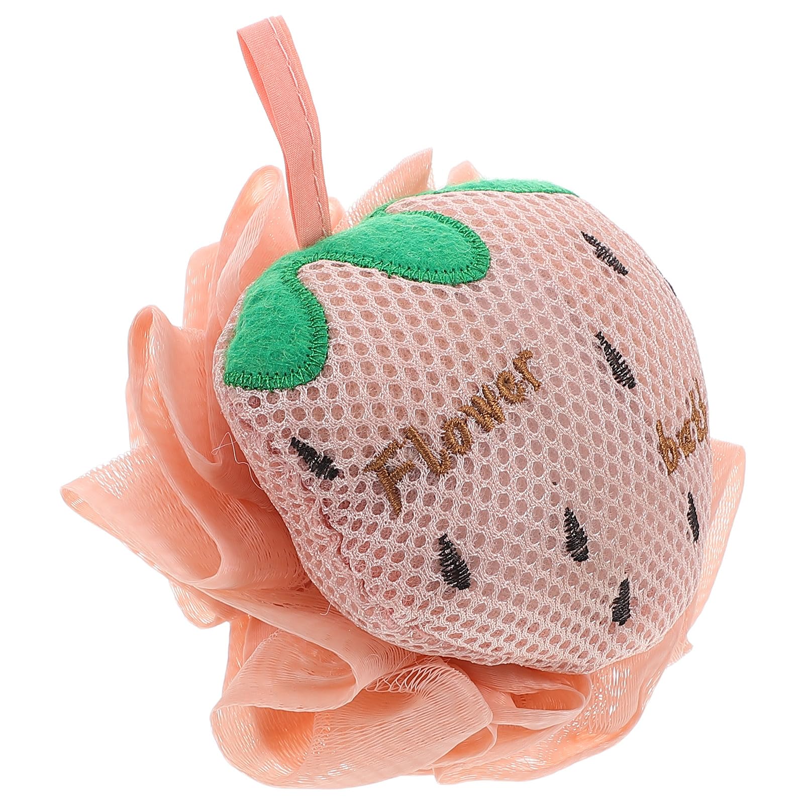 Cute Fruit Bath Shower Sponge Mesh Pouf Strawberry Loofah Exfoliating Body Scrubber Sponge Shower Ball Double Sided for Boys and Girls Adults