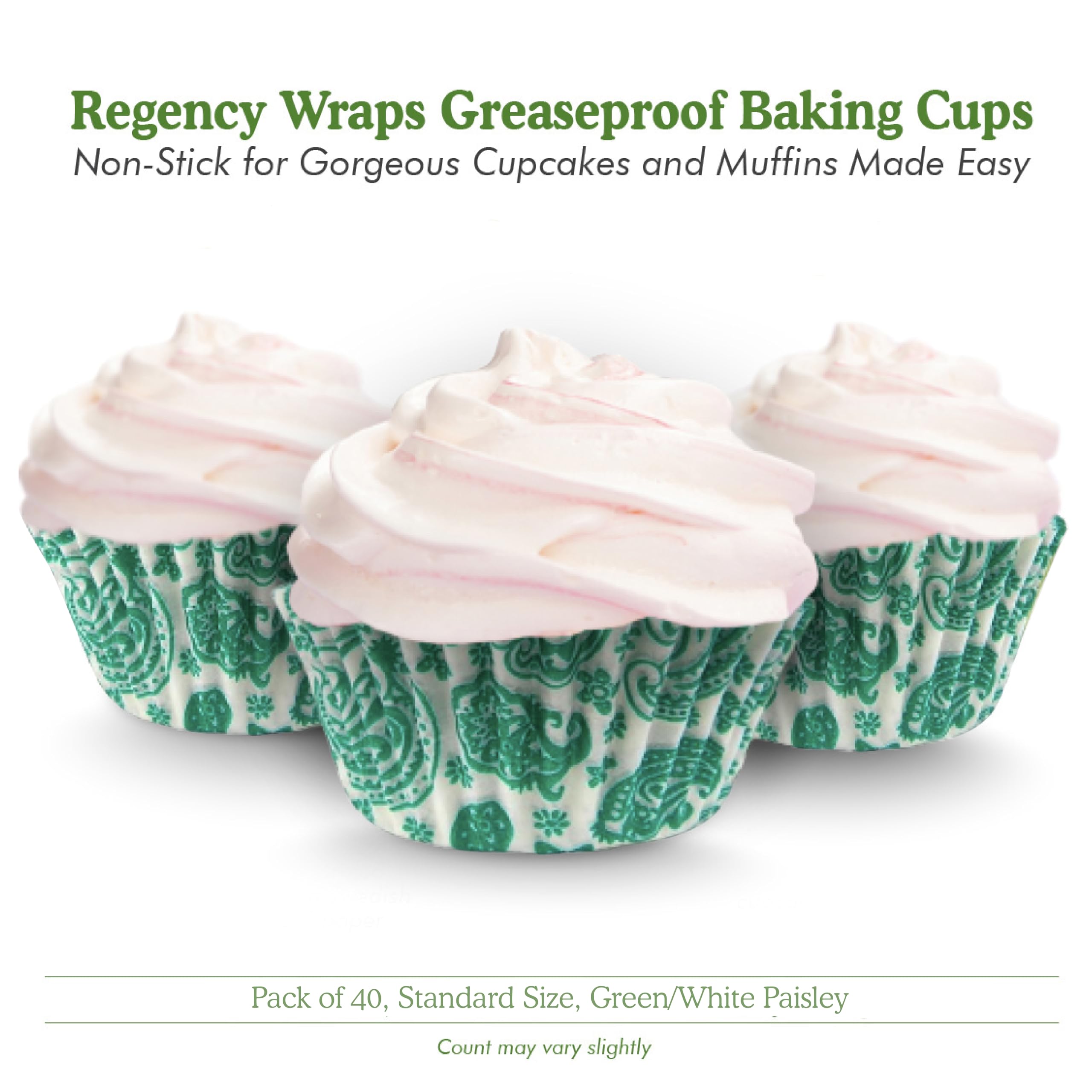Regency RW1116PASG standardowe kubki do pieczenia, papier, zielony/biały