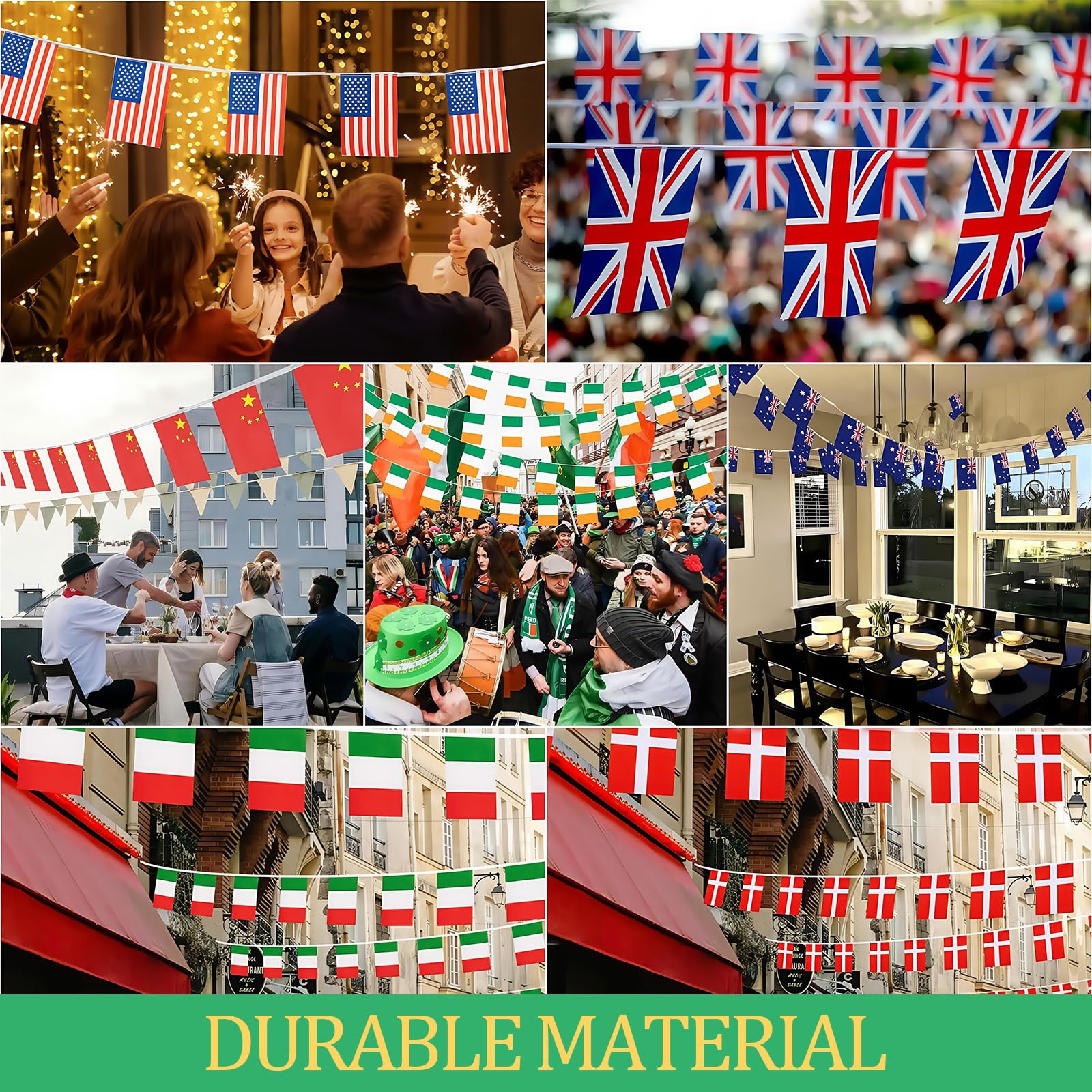 10m Guirnalda Bandera de Portugal,30 Doble Cara Pequeña Personalizada Banderas,para Decoración Patio,Balcón,Jardin,Barra,para Juegos de Fútbol,Eventos Deportivos,Día Nacional,Fiesta de Portugal