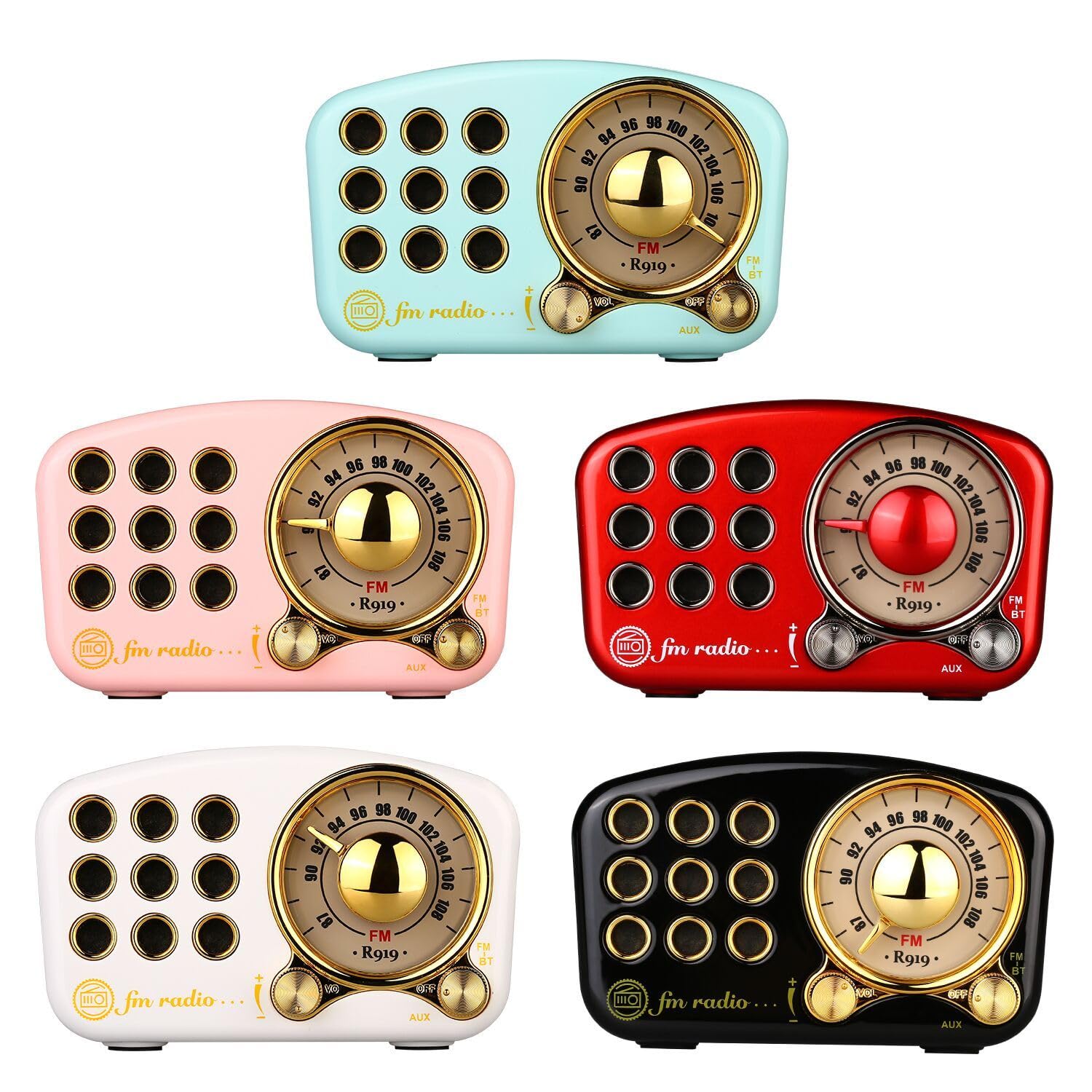Mini Haut-Parleur Bluetooth Design Rétro et Radio-FM R919-B - Bleu