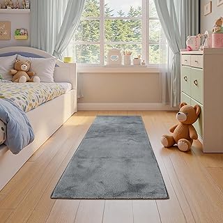 jinchan Solid Plush Runner Rug 2x5 Performance Shaggy Washable Hallway R...