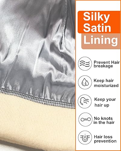 Miniatura 2 de Gorro de lana con forro de satén para mujer, gorro de invierno cálido para mujeres y hombres, suave forro de seda, gorro de calavera