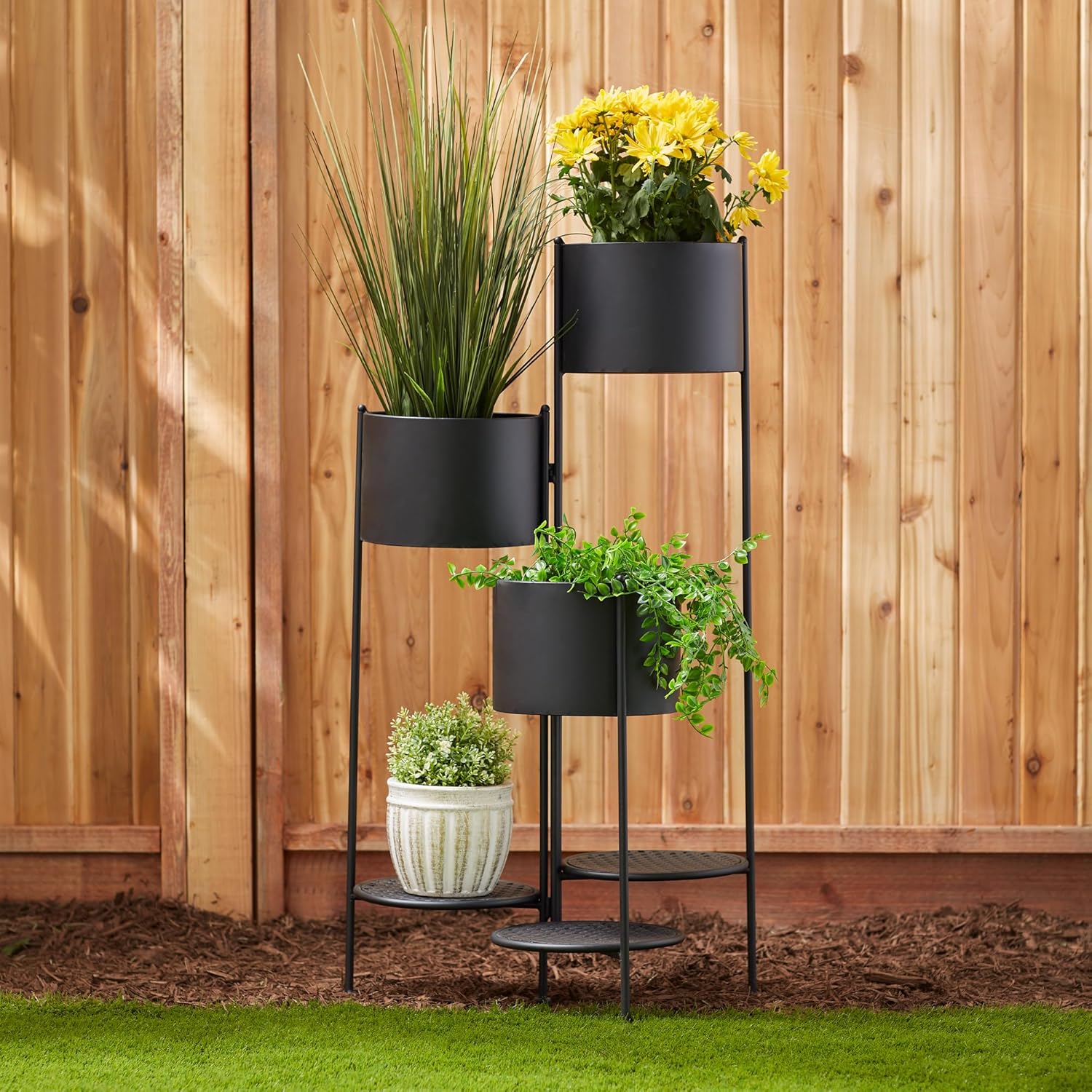Zingz & Thingz Enchanting Secret Garden Collection Plant Stand, 18x17.5x37, 3-Tier Barrel Bucket