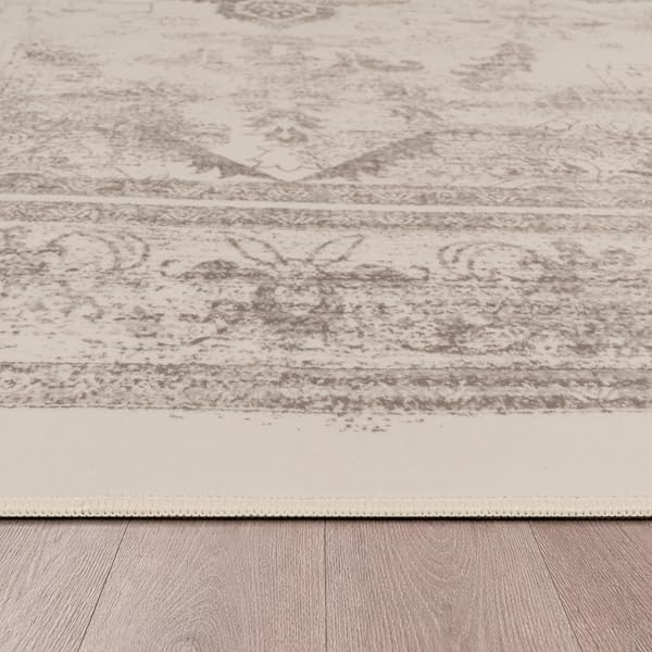 Paco Home Vintage Wohnzimmerteppich Kurzflor Boho Stil Waschbar & rutschfest pflegeleicht modernes Retro Design, Farbe:Beige 2, Größe:240x340 cm - 3