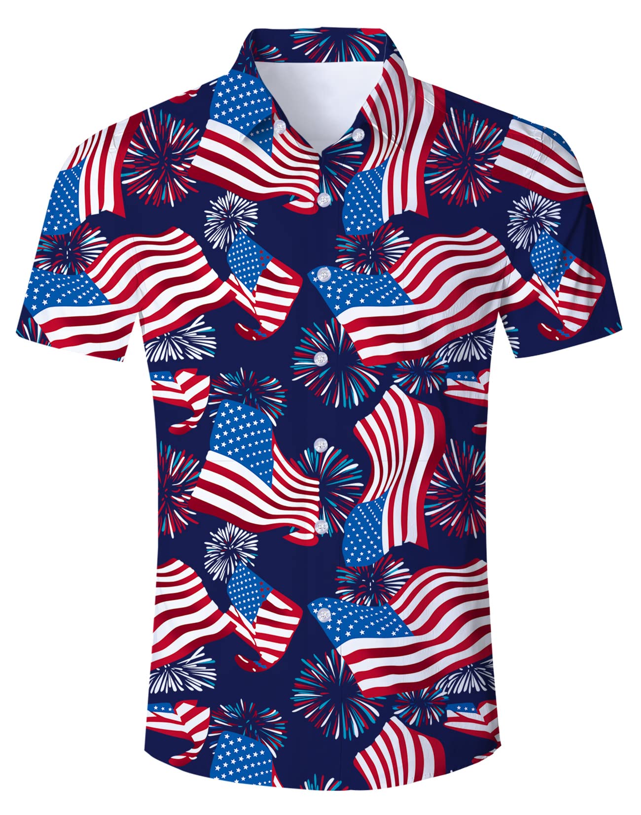 Fanient Camicia hawaiana da uomo estiva con stampa 3D casual a maniche corte abbottonatura grafica Aloha camicie eleganti