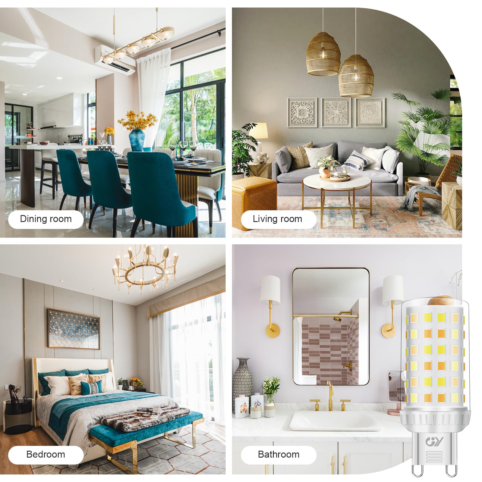 GY Alexa Glühbirne Smart Lampe G9,WLAN Lampe LED Kompatibel mit Alexa/Google Home 2.4 GHz,4W 440lm, Dimmbar Warmweiß-Kaltweiß und Mehrfarbige Birne, Kontrolle durch APP, 10 Stück