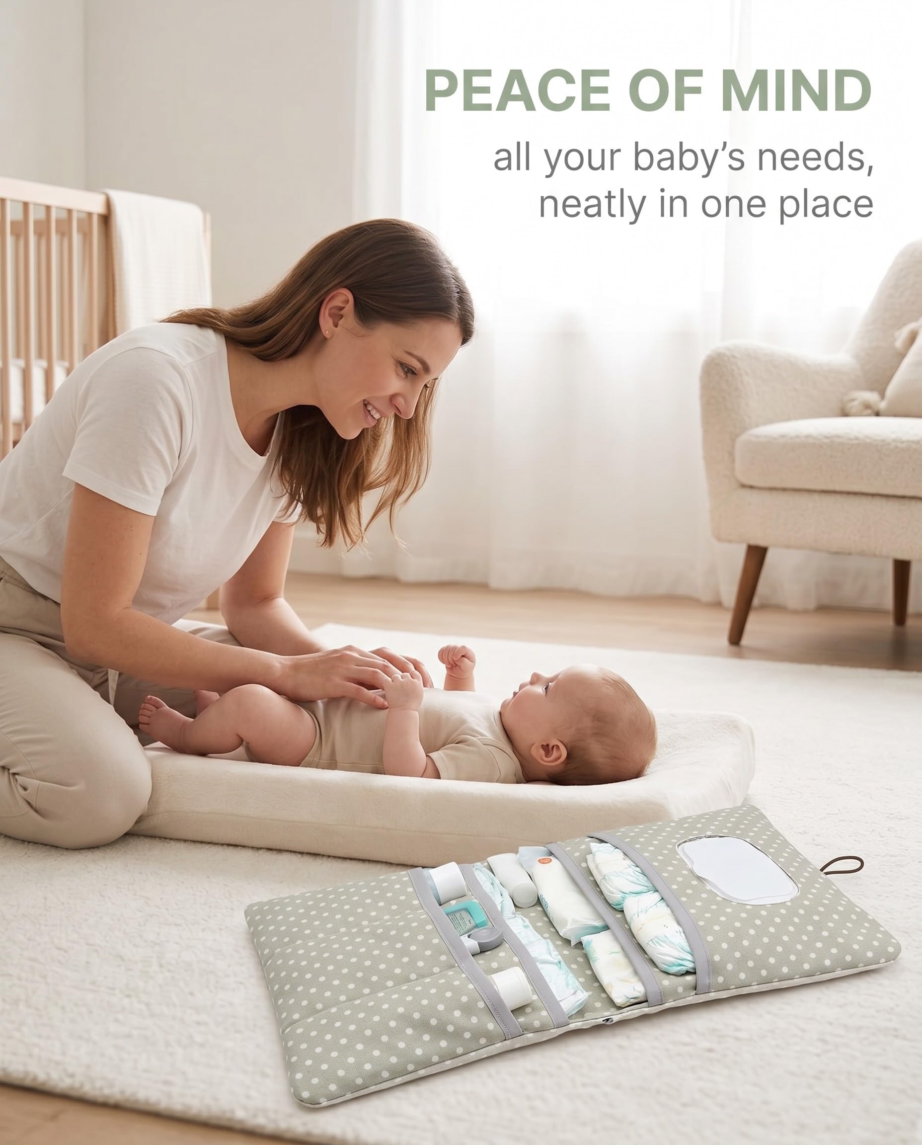 Organizador Cuna, Bolso Colgante para Cama de Bebé, Colgar Bolsas de Almacenamiento Baby Cuna, Organizador de Pañales para Bebé, Organizador Colgante para Juguetes Pañales Ropa
