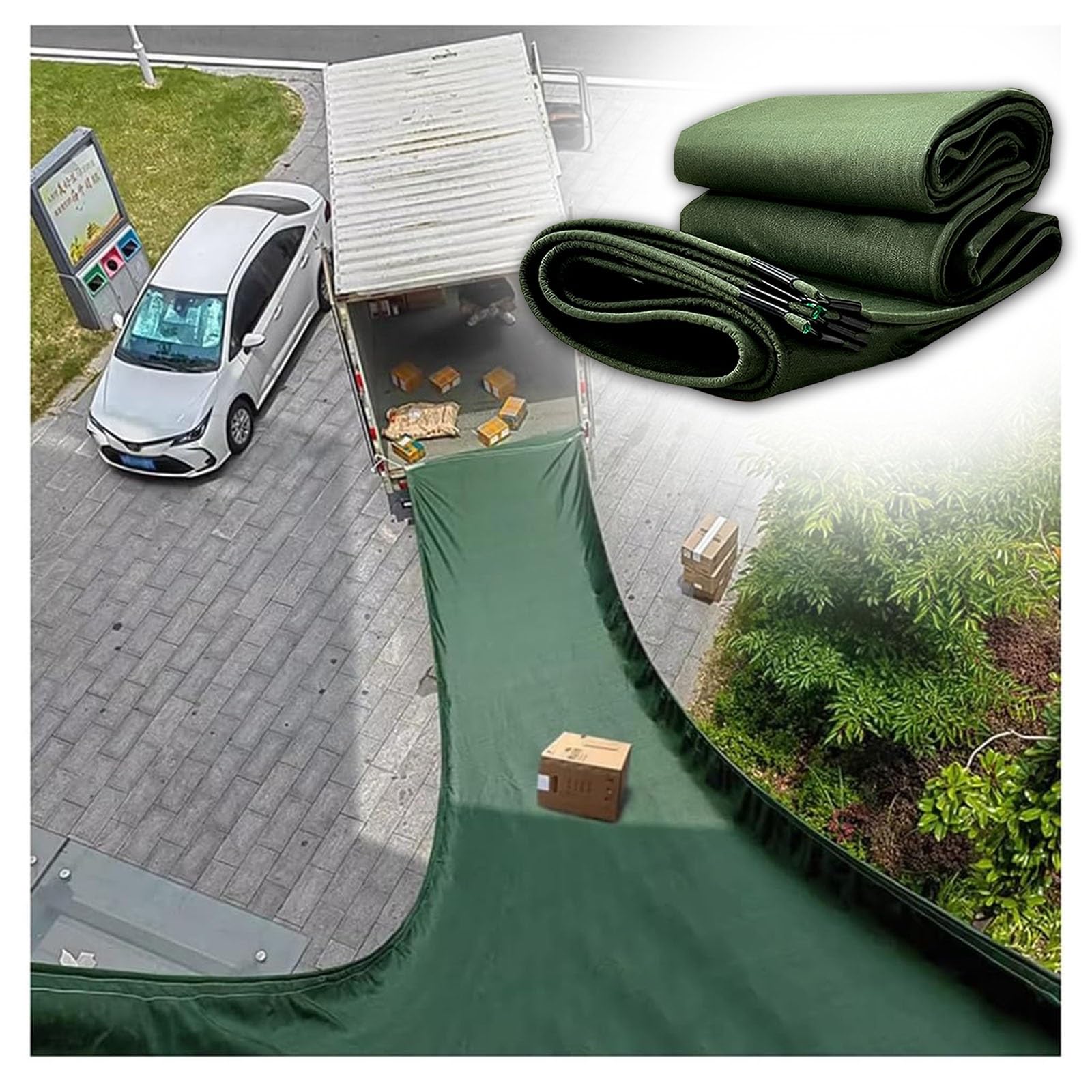 LWJSOCP Cargo Chute,Heavy Duty Cargo Chute Tear-Resistant Tarpaulin, Temporary Construction Chute For Tall Buildings Warehouse Unloading(2x25 M)(2x10m)