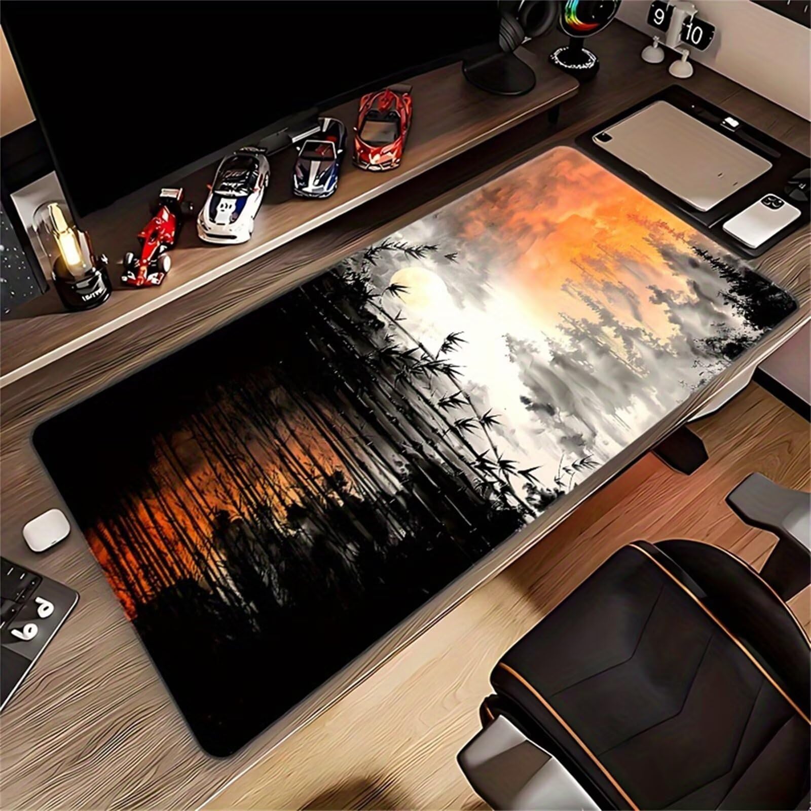 Tappetino Mouse da Gioco 1200x600x2mm, Pittura Inchiostro Bambù Mouse Pad XXL ad Alta Precisione e Velocità, Base in Gomma Antiscivolo Ultra-Grip, Tappetino per Scrivania Tastiera e PC
