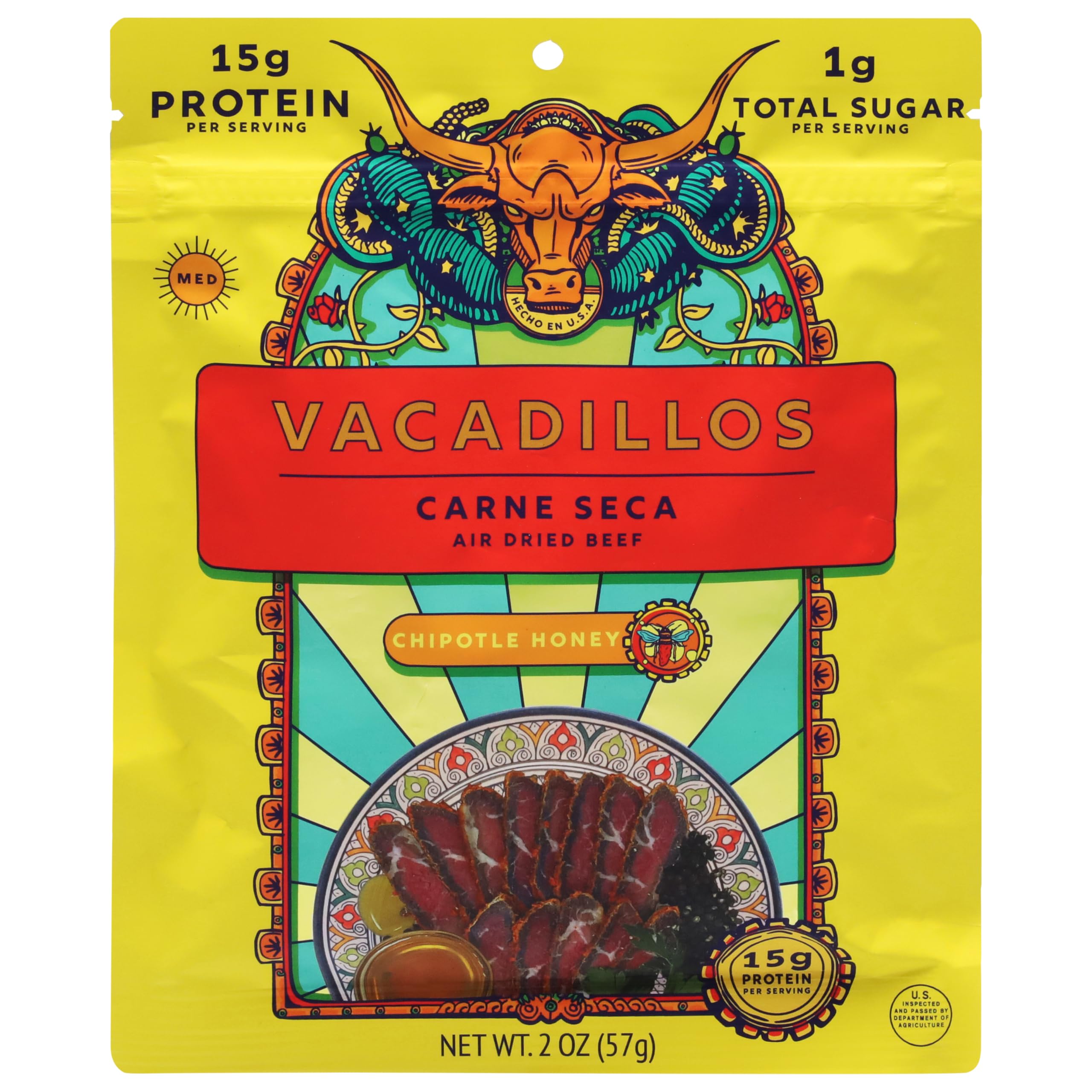 Vacadillos, Chipotle Honey Carne Seca, 2 Ounce