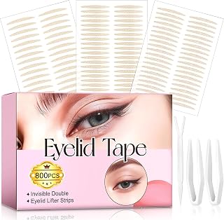 Double Eyelid Tape for Hooded Eyes Invisible & Waterproof 800 Pcs | Ultra-thin, breathable, long-lasting, for droopy/single/mono-eyelids, sweat-resistant, natural-looking for daily wear