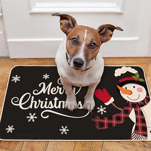 Miniatura 2 de Tapete decorativo de puerta de Feliz Navidad, tapete de invierno con muñeco de nieve, tapete de bienvenida, antideslizante, lavable, tapete de