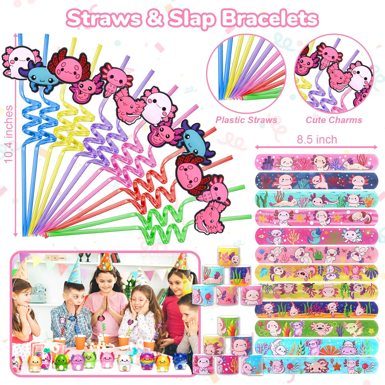 Axolotl Party Favors - including Axolotl Gift Bags, Stickers, Drinking Straws Cups for Axolotl Theme Birthday party