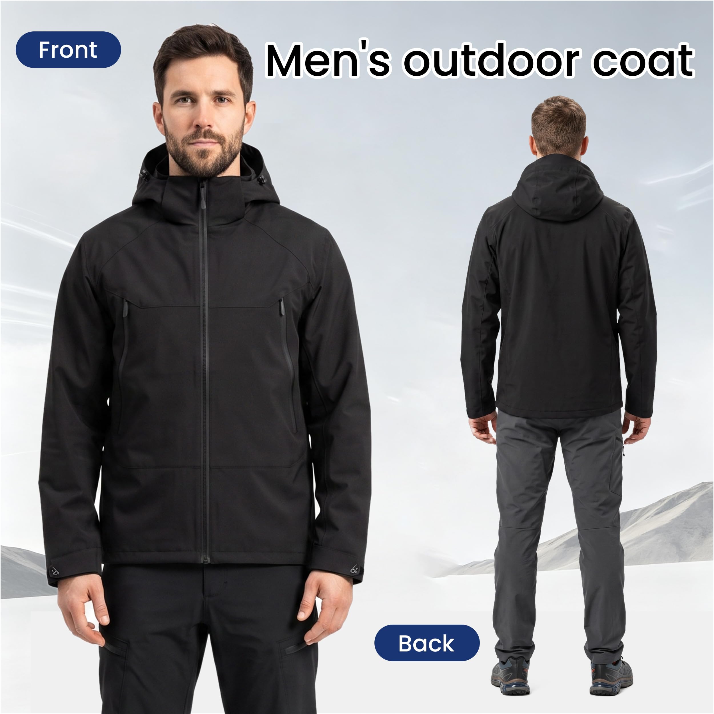 SUKUTU Hommes imperméable veste manteau extérieur imperméable au vent léger randonnée couleur bloqué veste capuchon manteau pluvial