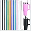 6 Adet Stanley Quncher Renkli Simli Glitter Pipet 1 Temizleme Fırçası
