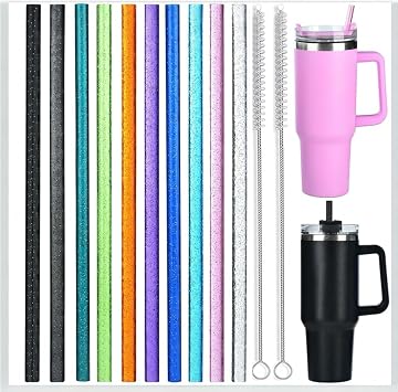 6 Adet Stanley Quncher Renkli Simli Glitter Pipet 1 Temizleme F r as