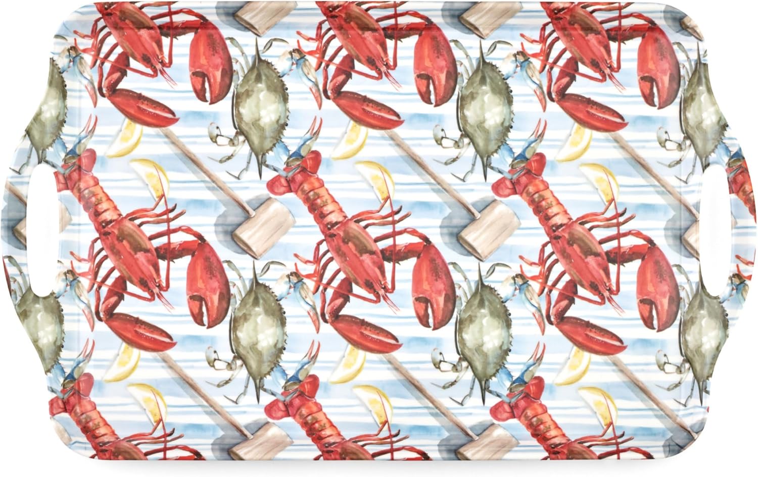 Pimpernel Summer Feast Collection Large Handled Tray | Serving Tray for Lunch, Coffee, or Breakfast | Made of Melamine for Indoor and Outdoor use | Measures 18.9" x 11.6" | Dishwasher Safe