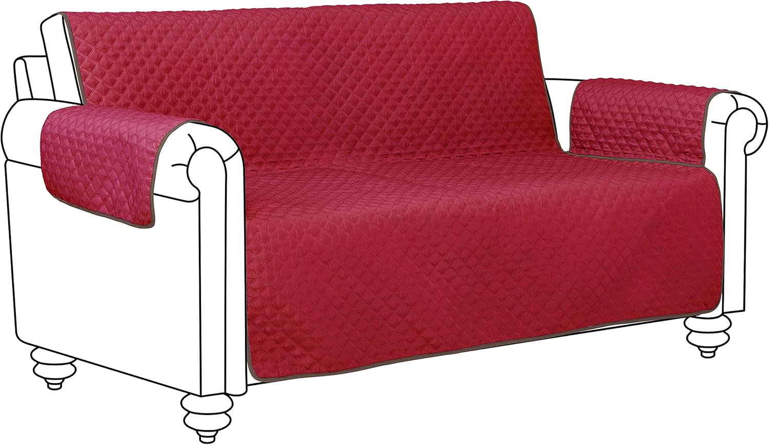 Cover Bonanza Indoor Loveseat Slipcover, 54 x 21 x 25 inch, Red/Brown