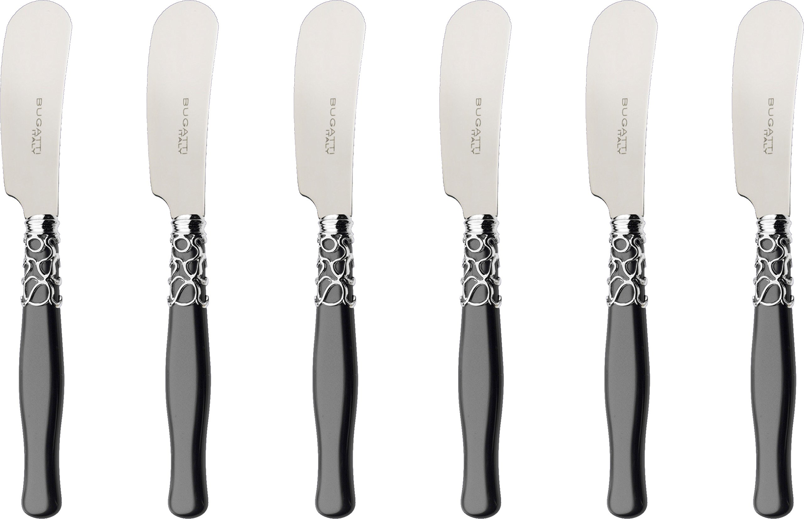 Ménagère de 6 pièces Bugatti avec tartineur acier inoxydable noir