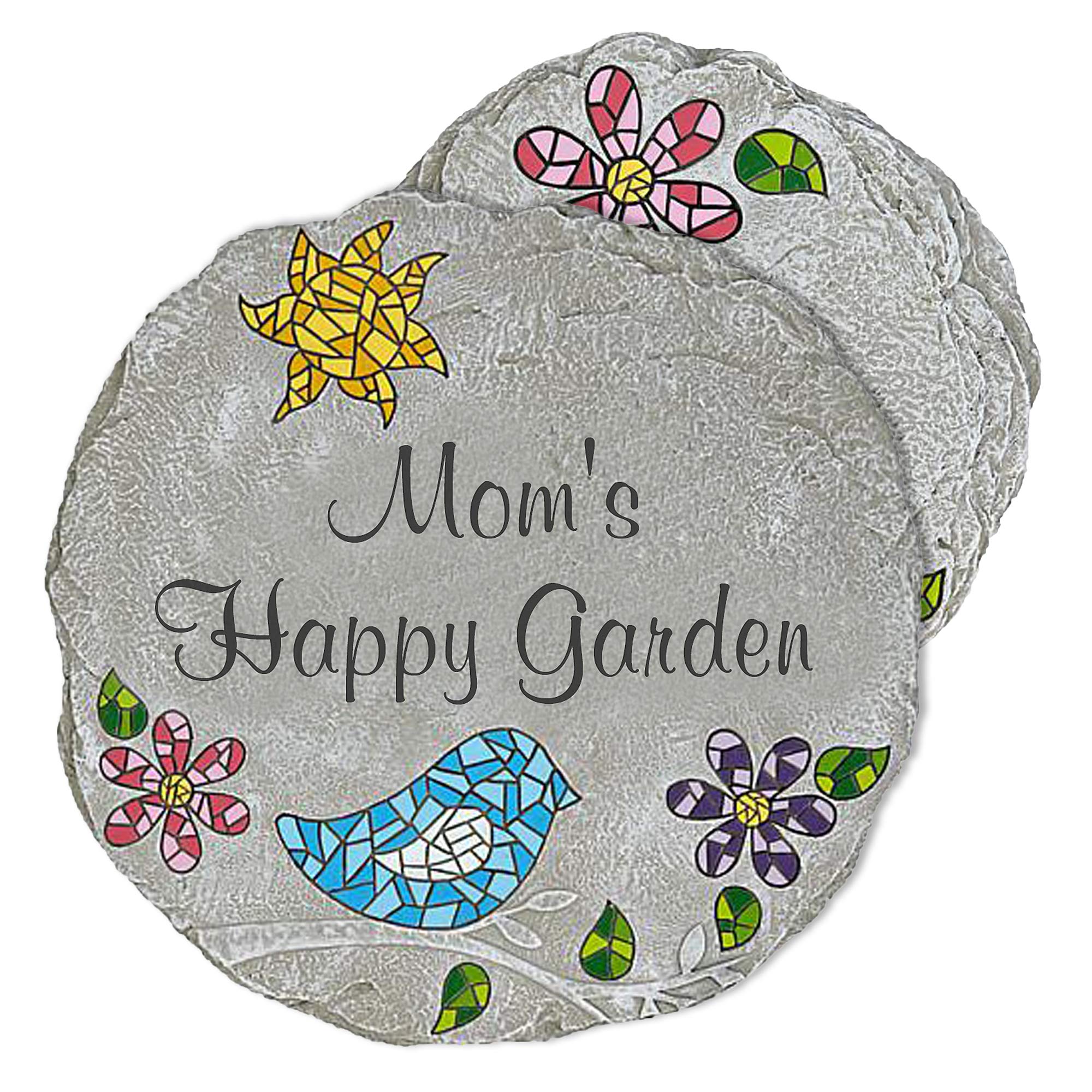Let's Make Memories Personalized Mosaic Garden Stone - for Grandma, Mom – Large Stone - Personalize Message