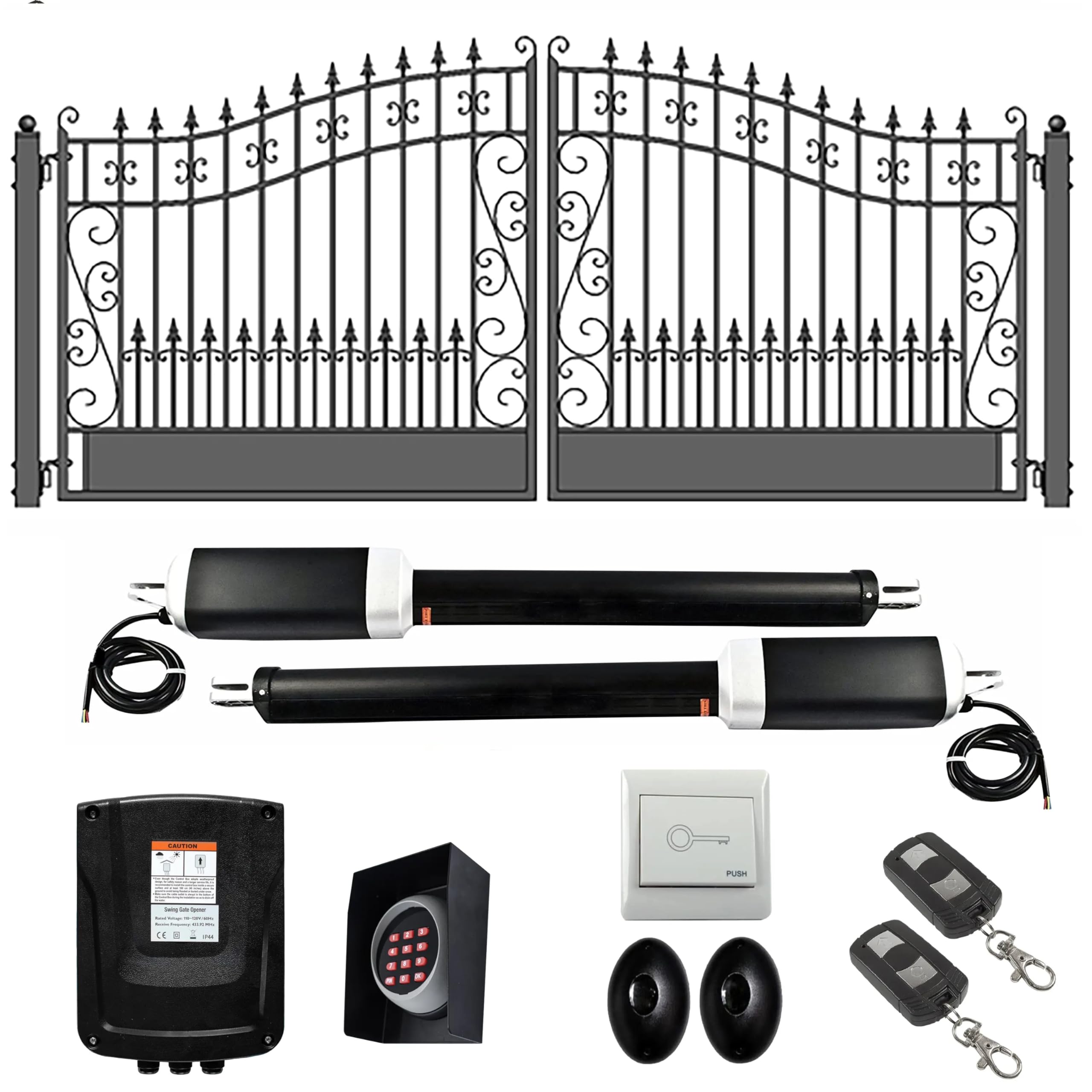 ALEKO 12x6 Venice Dual Swing Driveway Gate with Opener Kit, Anti