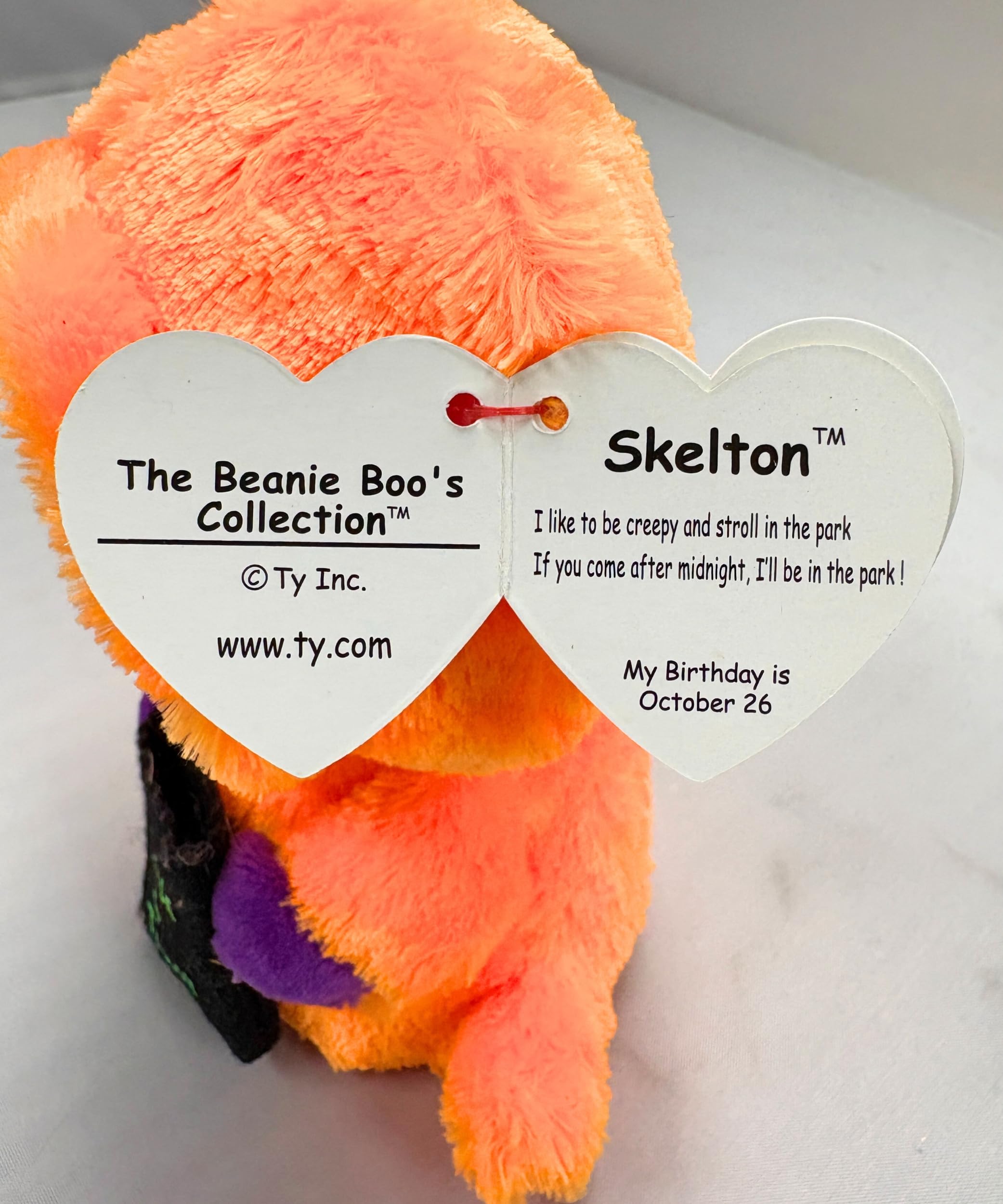 TY Beanie Boos - SKELTON Orange/Purple Reaper Halloween 15cm Small