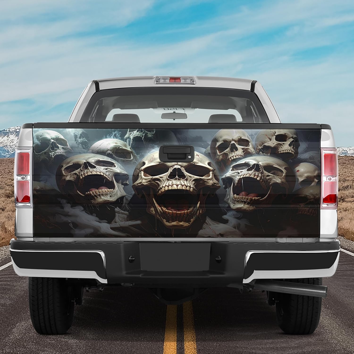 ThangPham Shop Horror Skull Tailgate Wrap – Truck Tailgate Wrap with Skull Theme
