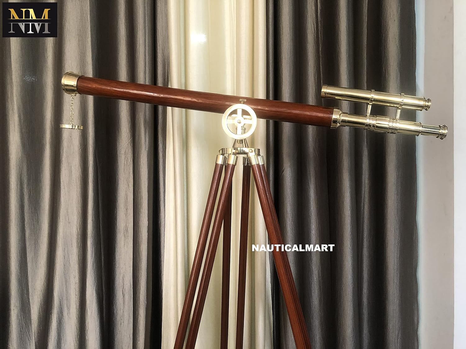 Nautical Floor Standing Solid Brass/Leather Griffith Astro Telescope 64"