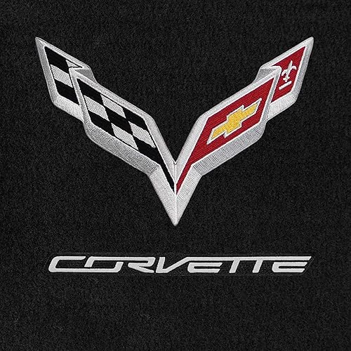 Miniatura 3 de Lloyd Mats Tapetes alfombrados a medida, revestimientos de lujo de primera calidad para Corvette C7 2014-2019 (carbón, 2 unidades, banderas