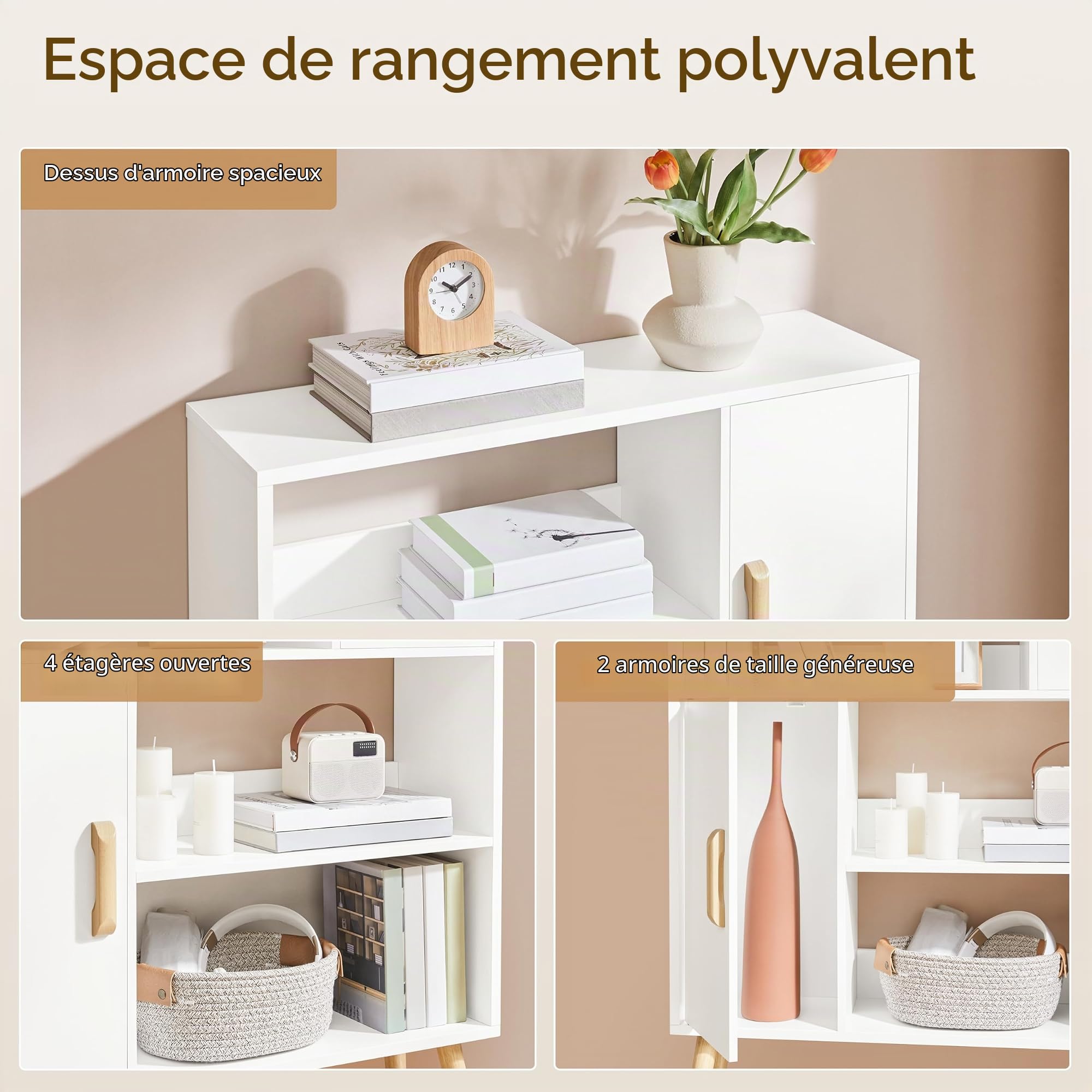 Yaheetech Bibliothèque Moderne Meuble de Rangement 80 x 23.5 x 120,5 cm