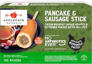 Applegate Naturals Chicken Pancake & Sausage Sticks - 7g Protein, No Antibiotics, Quick Microwave Breakfast 10oz