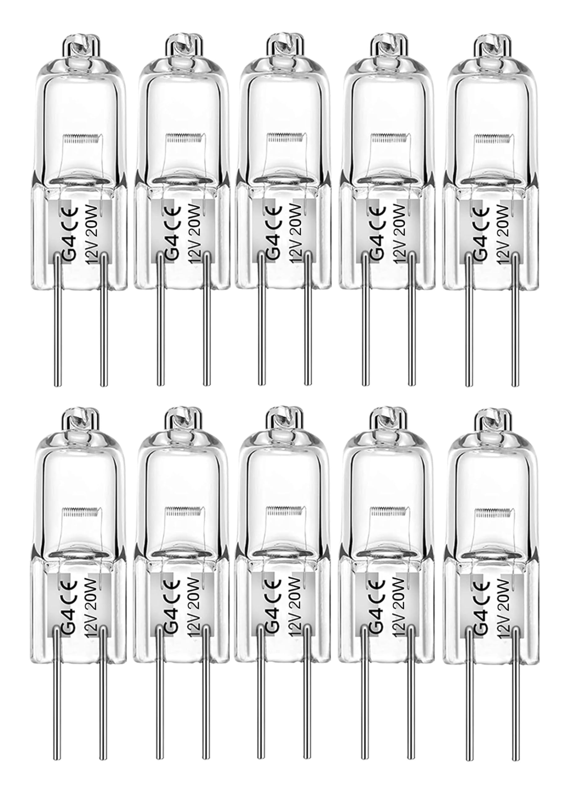 Unibulb G4 Halogen Capsule Light Bulb, 200 lumens, 20W, 2 Pin Base, 2800K (Warm White), 300℃ Heat Tolerant for Oven/Microwave