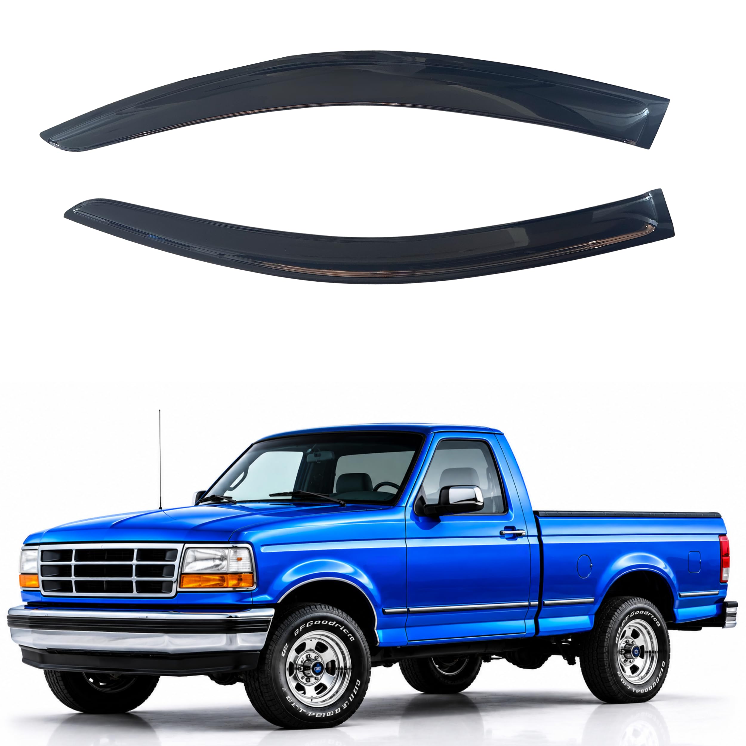 IG Window Visors Fit for 1997-2003 Ford F150 Regular Cab &amp; 2004 F150 Heritage Regular Cab, Out-Channel Rain Guards Vent Wind Deflectors 2PC, 1997-1999 Ford F250 Regular Cab Light Duty (Single Cab)