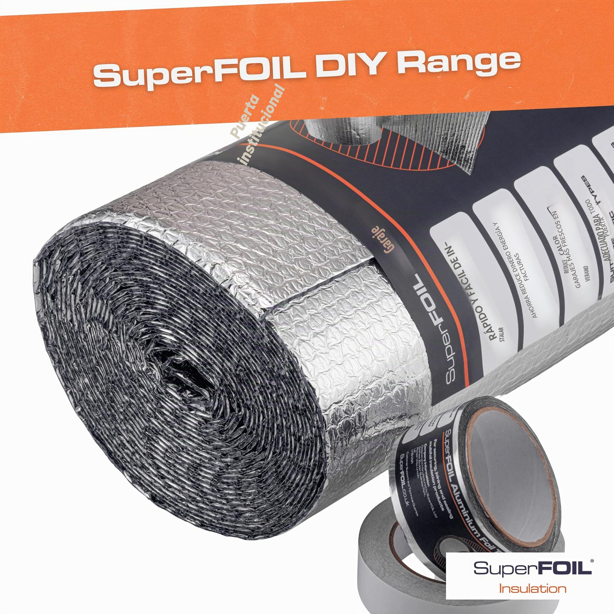 SuperFOIL Kit de Aislamiento para Puertas de Garaje - Solución Hazlo-Tú-Mismo para Ahorrar Energía - Aislamiento Térmico Duradero 3-en-1 con Barrera Reflectante y Barrera de Vapor