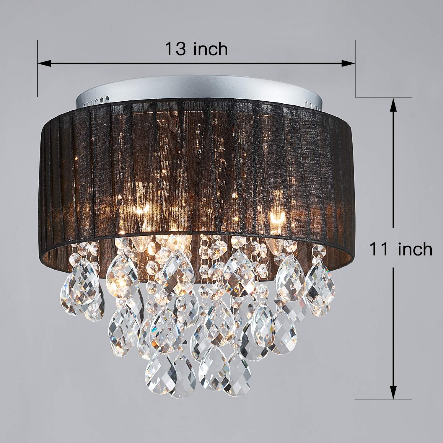 Saint Mossi 28 cm czarny chrom nowoczesny kryształ K9 oświetlenie żyrandol LED 3-oświetlenie sufitowe oprawa oświetleniowa lampa wisząca do jadalni łazienki kropla deszczu oprawa oświetleniowa