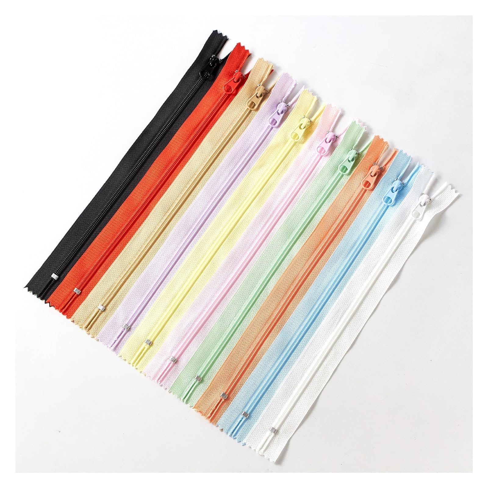 10Pcs 20cm Nylon Coil Zippers Colorful Sewing Zips Non-Separable DIY Craft Zippers for Sewing Clothing Bags Accessories Supplies