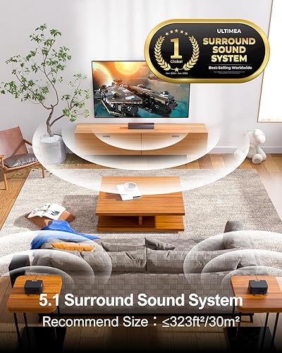 Miniatura 2 de ULTIMEA Barra de sonido 5.1 para Smart TV, sistema de sonido envolvente virtual para TV, potencia máxima de 320 W, altavoces envolventes ajustables