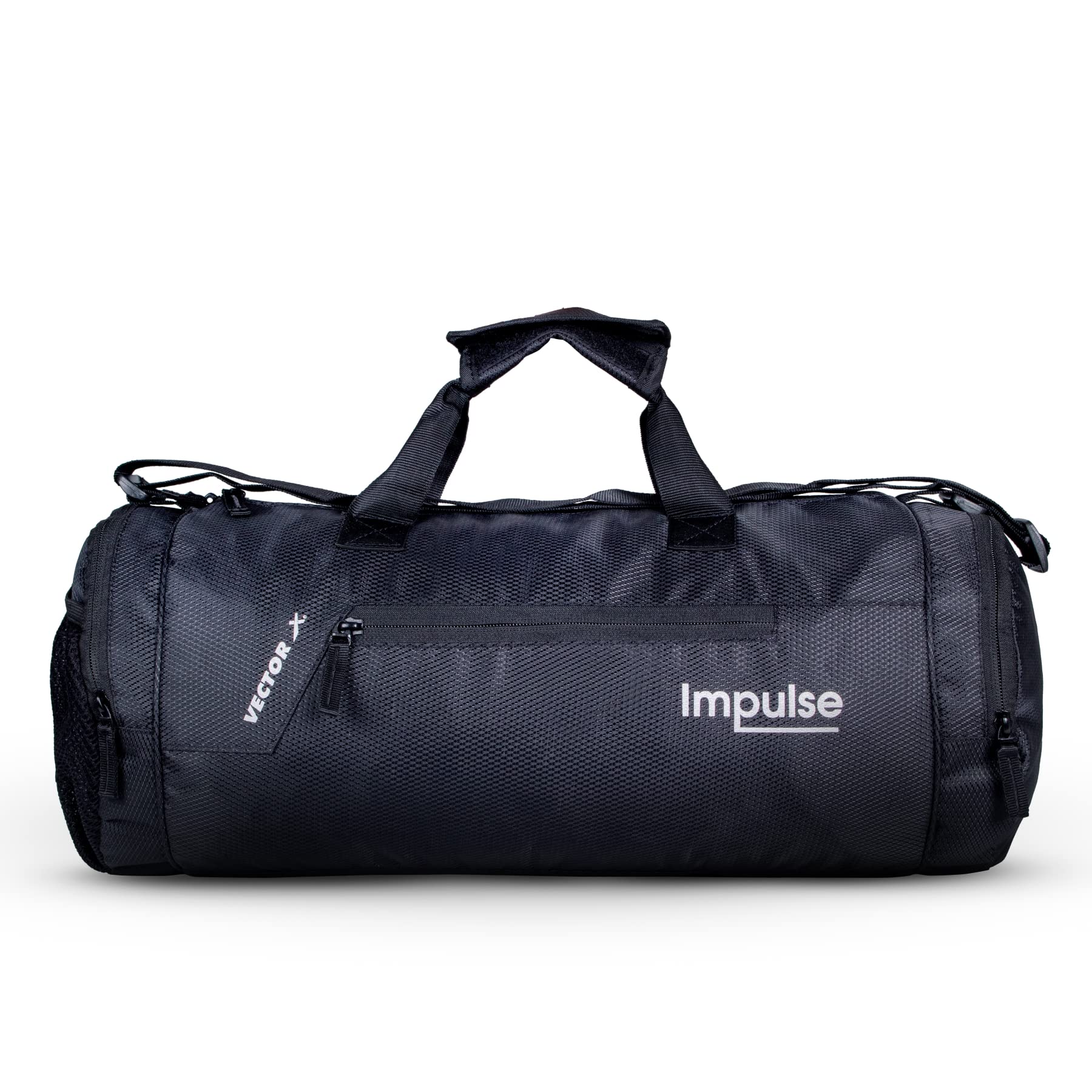 Gym Duffel 26L Sports Bag for Men and Women Polyester | Large Compartment | Front Utility Pocket | Mesh Side Pocket | Durable Base | Adjustable Shoulder Strap Travel Bag (Impulse, Black)-image-27