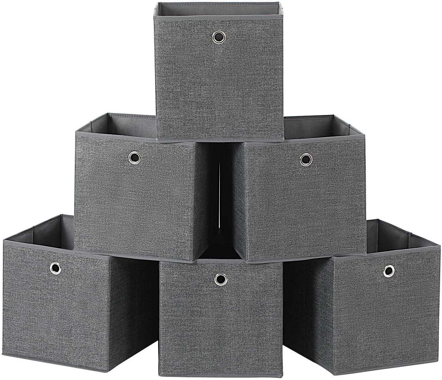 Storivo Storage Cubes, Set of 6, Non-Woven Fabric Foldable Storage Boxes and Toy Clothes Organiser Bins, Grey RYFB06G