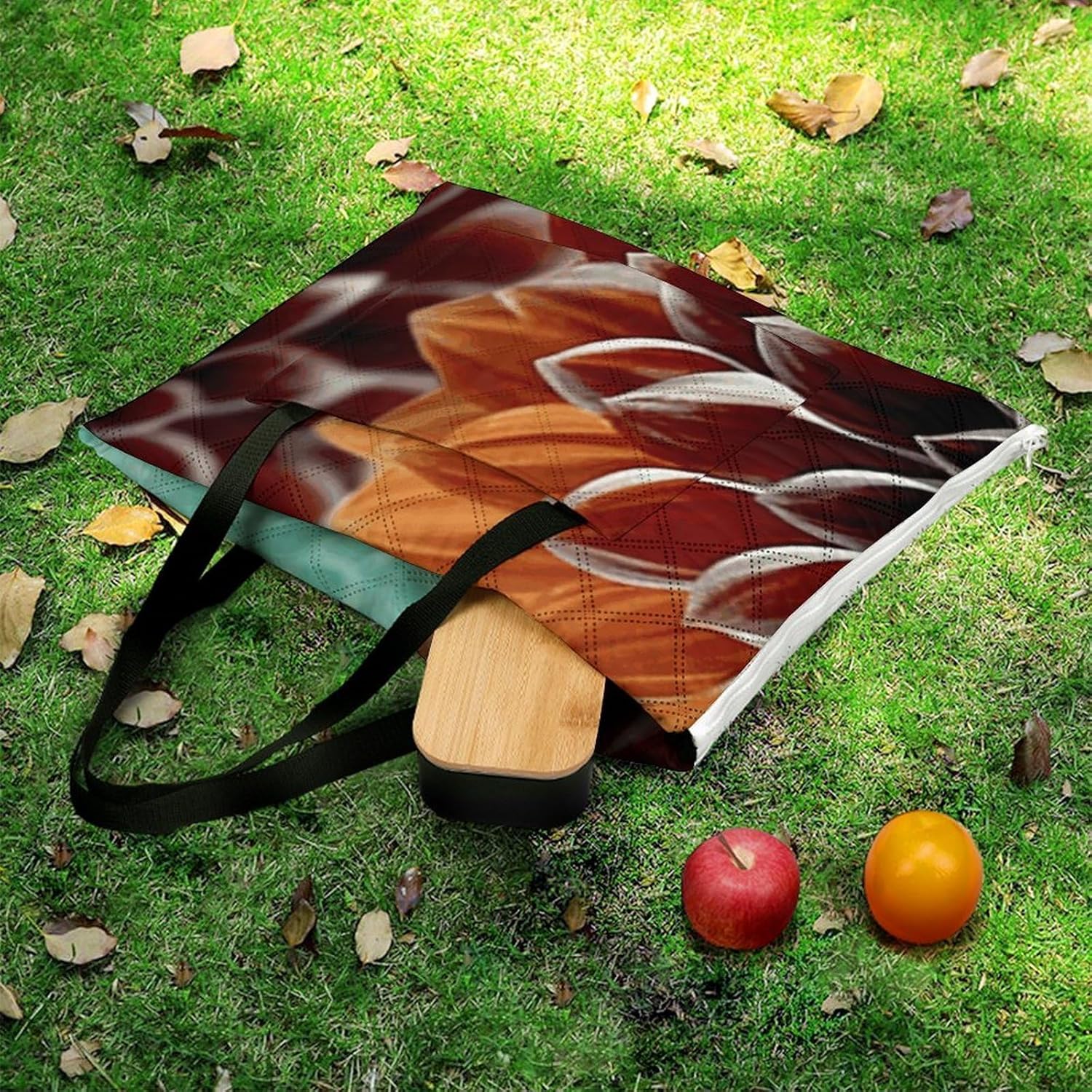 Dahlia Flower Picnic Blanket with Zipper Water Resistant Sand Free Picnic Mat Washable Foldable Easy Carry Beach Blanket for Lawn Beach Hiking Camping