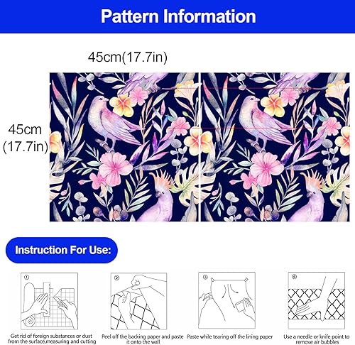 Miniatura 7 de Papel tapiz de pájaros tropicales para despegar y pegar, extraíble, floral, hojas verdes, bohemio, fácil de despegar, autoadhesivo, impermeable,
