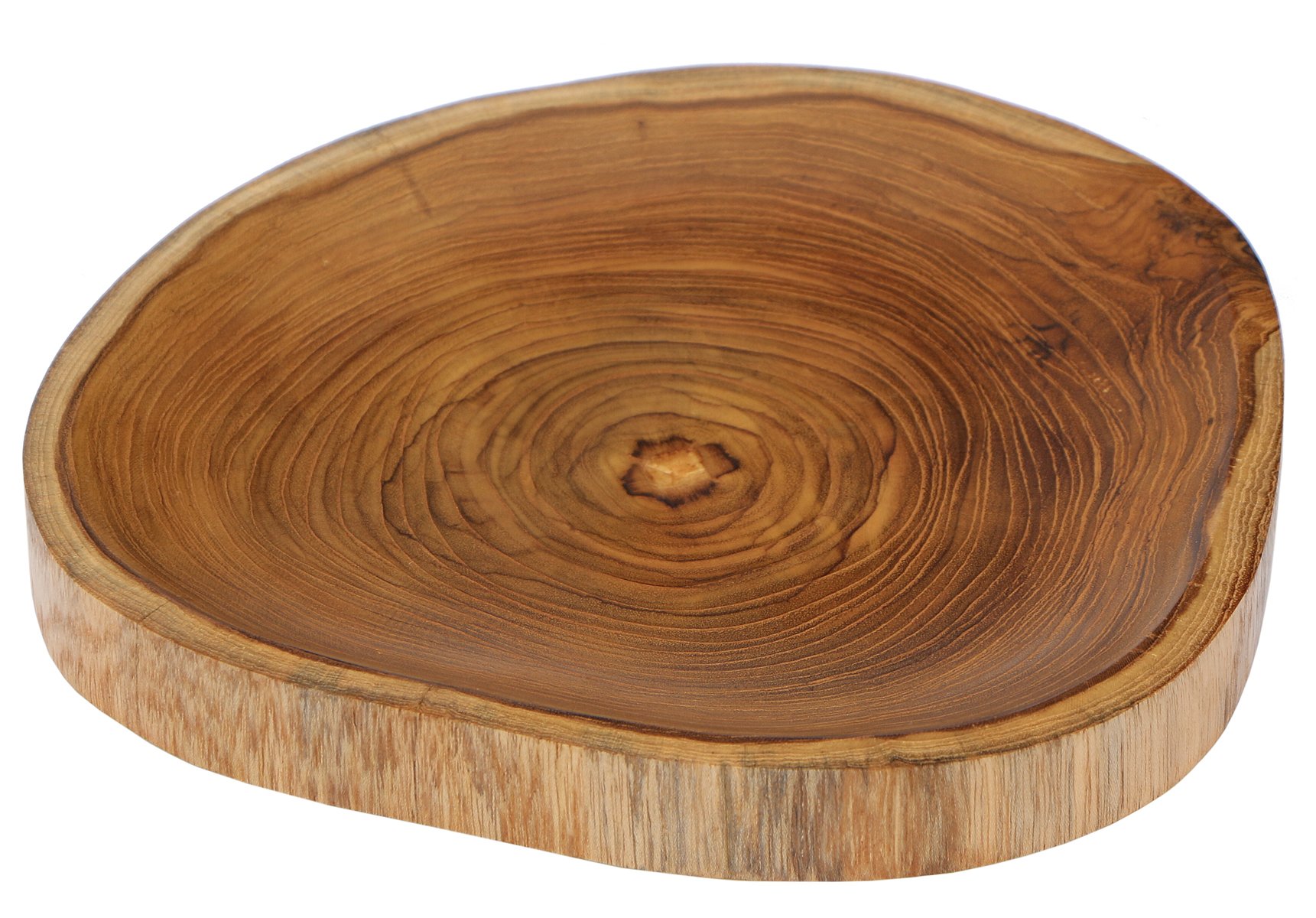 Unbekannt Rústico 23 cm Madera Pan Plato y Decoración, Madera de Teca Mano Bali Teca 04