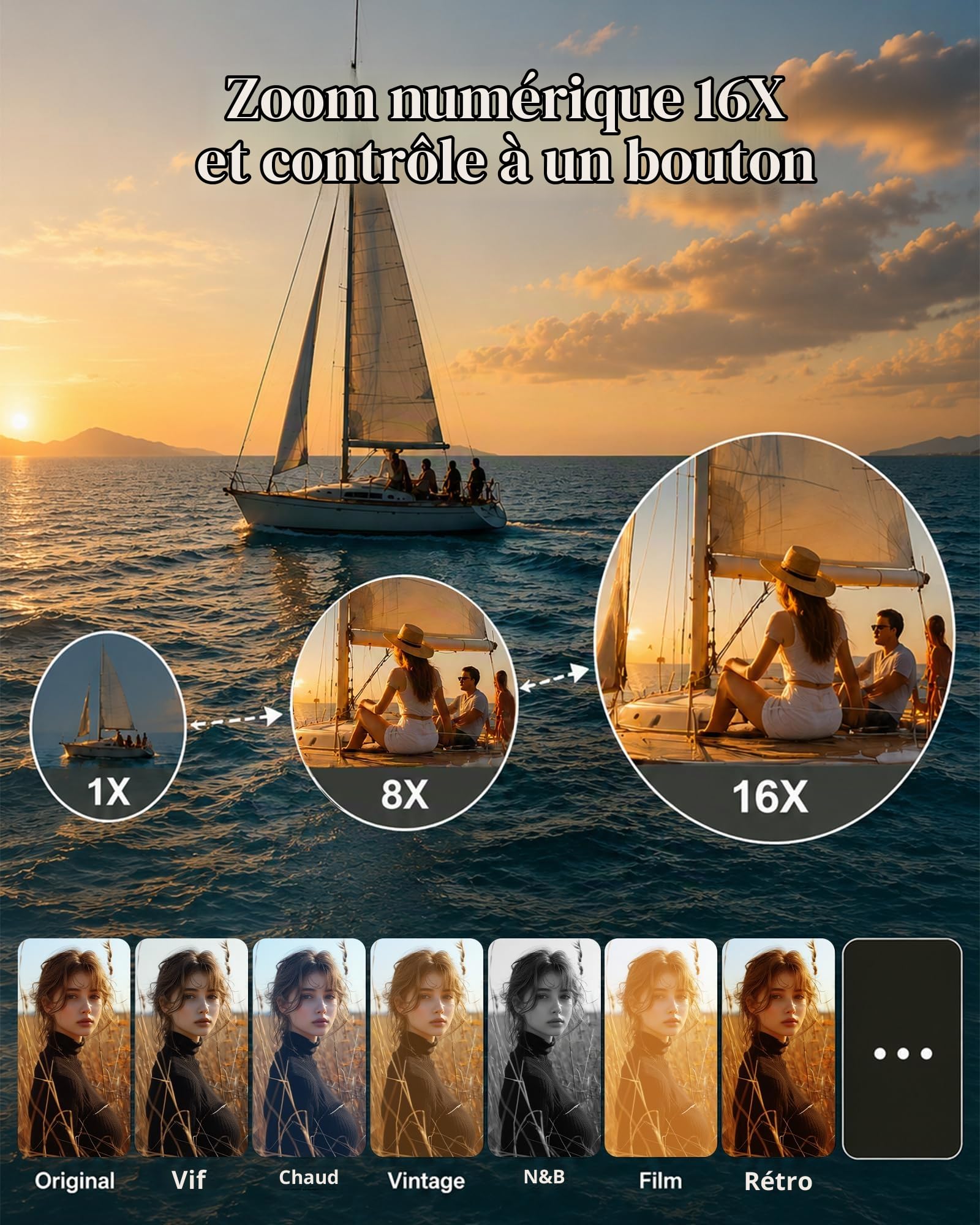 Appareil Photo Numérique 4K 48 MP, Appareil Compact doté avec Écran 2.8", Camera pour Vlog avec Carte 64GB, 16X, Autofocus, 2 Batteries, pour Adolescents Débutants Adultes