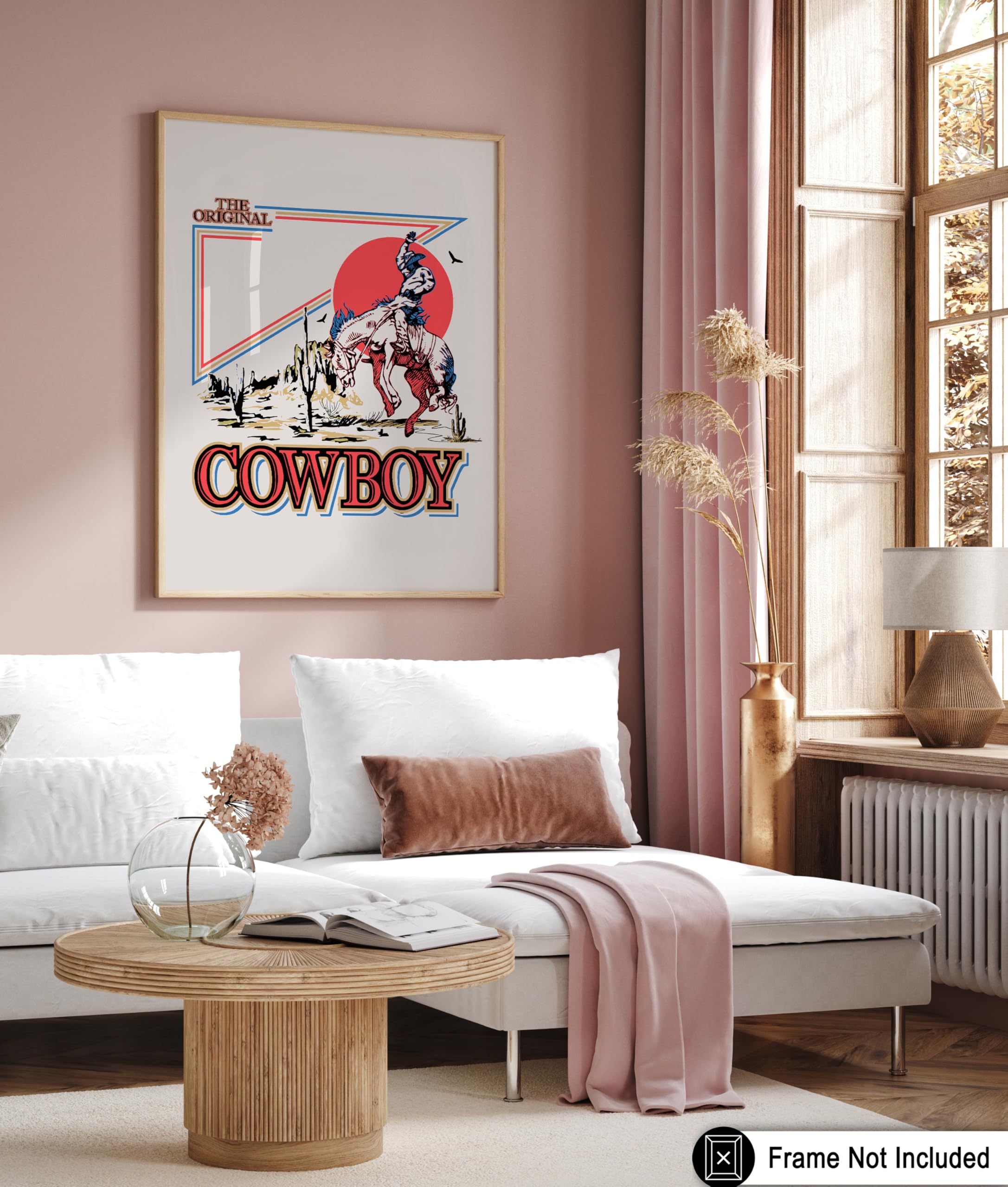 Foritho Poster Tela Con Cornice Western Cowboy - Stampa Artistica 30,5x40,6 Cm Per Arredamento Casa, Bar O Ufficio