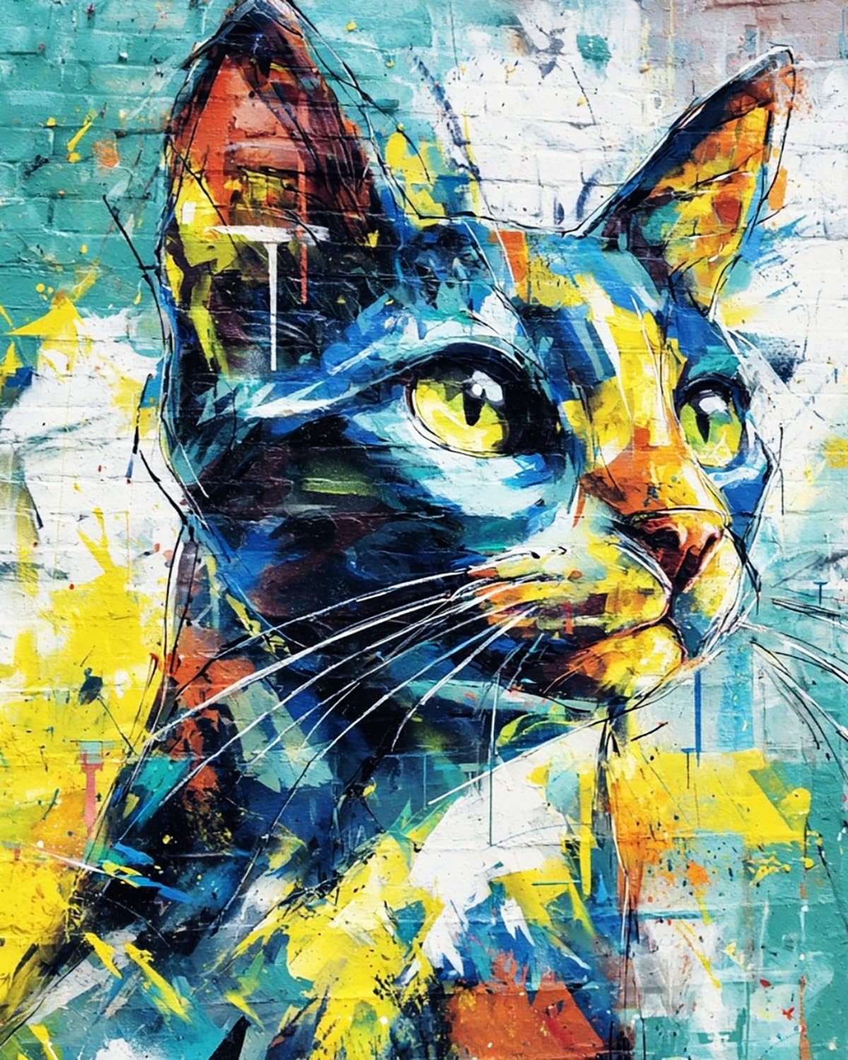 LIUBAISHI Paint by Numbers for Adults, Colourful Cat, 40x50 cm Acrylic Canvas Painting Kit