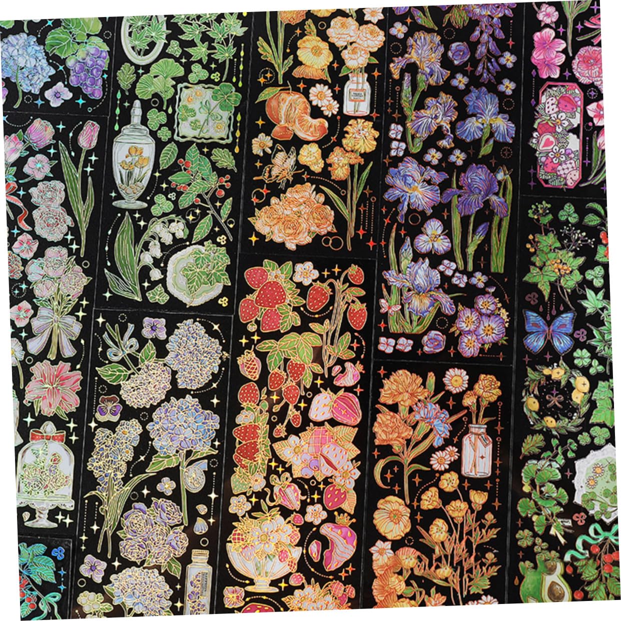 NUOBESTY 5pezzi Adesivi Decorativi Floreali Retro Di Pacchetti Per Scrapbooking e Decorazioni Creative Facili Da Applicare e Rimuovere Per Diari Valigie e Telefonini