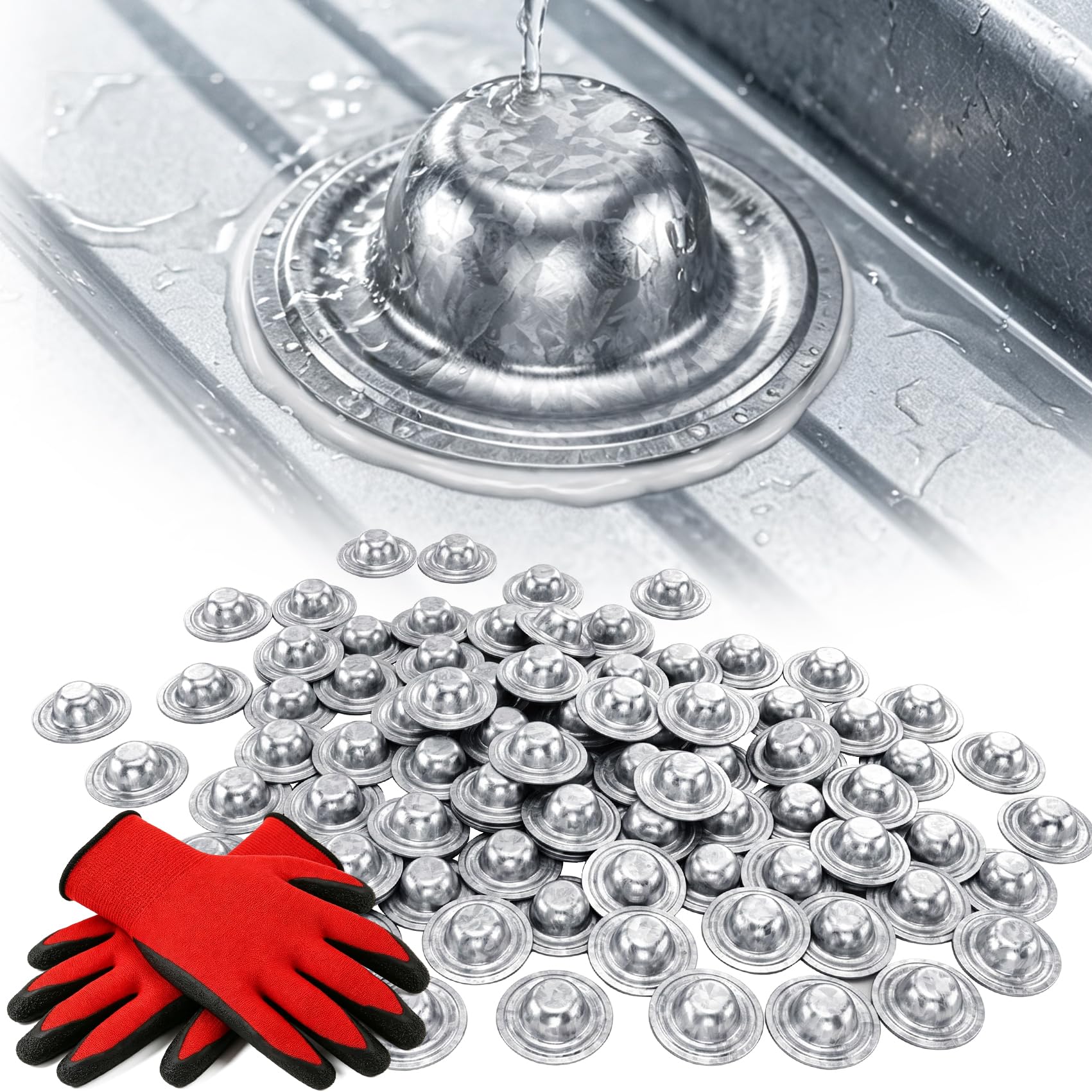 Metall-Dachschraubenkappen, 100 Stück, Galvalume-Schraubkappen, wasserdichte Dachschraubenkappen, Dichtung über vorhandene Schraubenköpfe, um Lecks zu verhindern, UV-beständig für