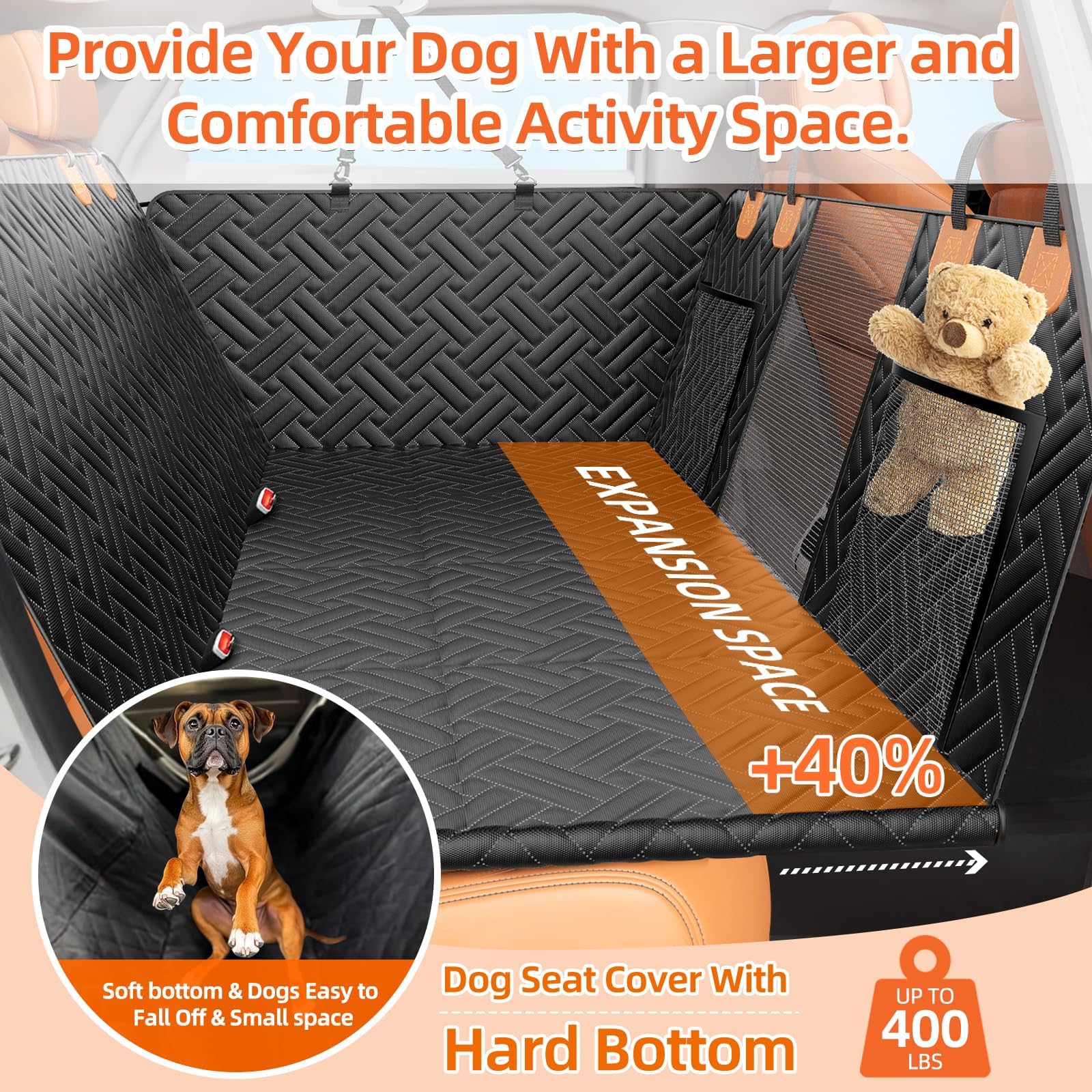 Extensor de asiento trasero para perros, funda de asiento de coche para perros con ventana de malla, funda impermeable para asiento trasero de perro, funda de asiento de coche para asiento