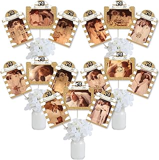 Big Dot of Happiness We Still Do - 50th Wedding Anniversary - Anniversary Party Picture Centerpiece Sticks - Photo Table Toppers - 15 Pieces